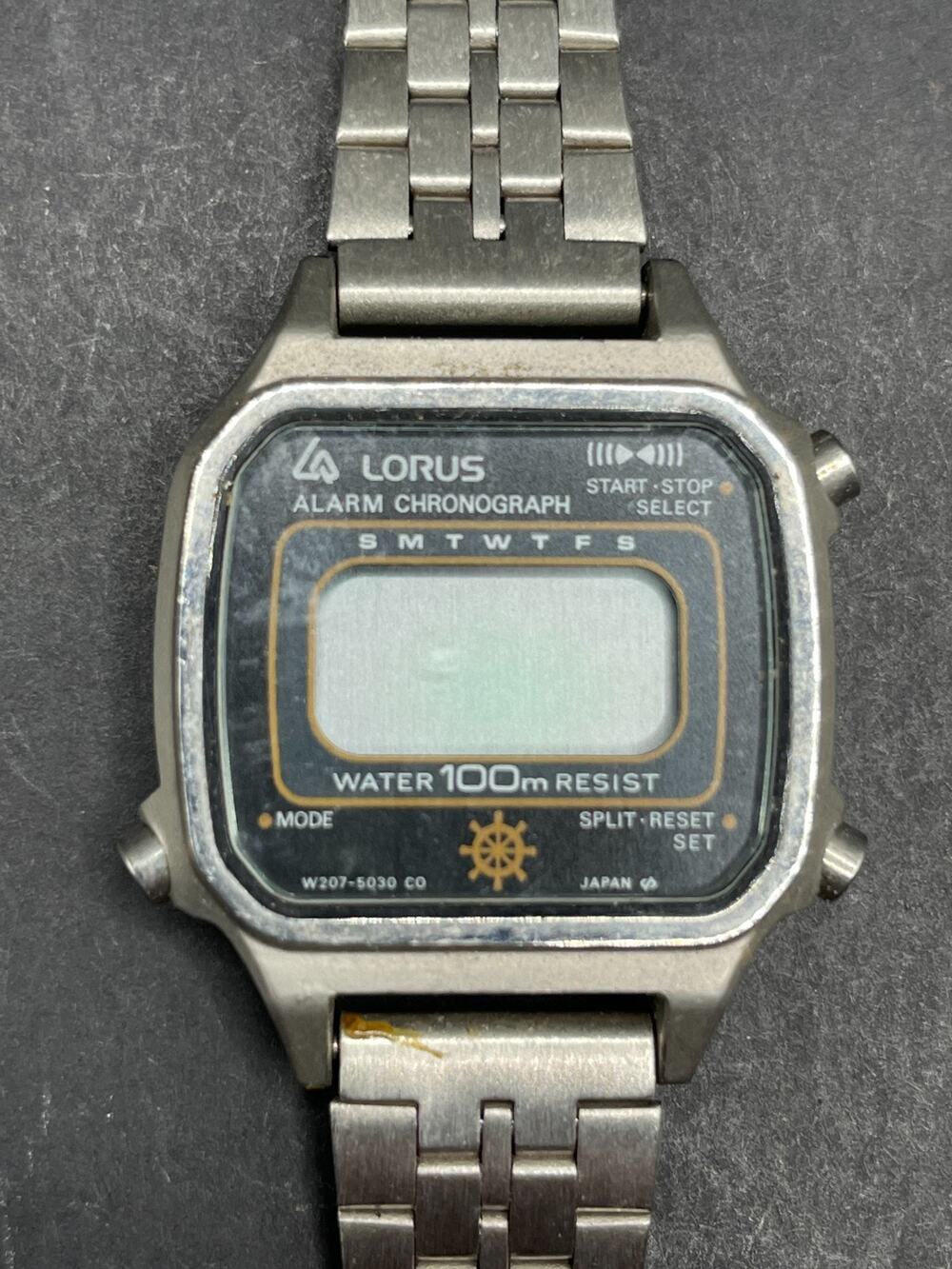 Rare Vintage Lorus Ladies Digital Chronograph Watch W207 5030 Silver Tone 25mm